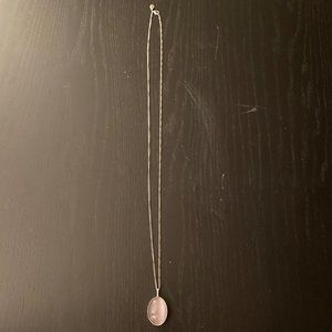 Long Necklace with Lavender Pendant in Silver